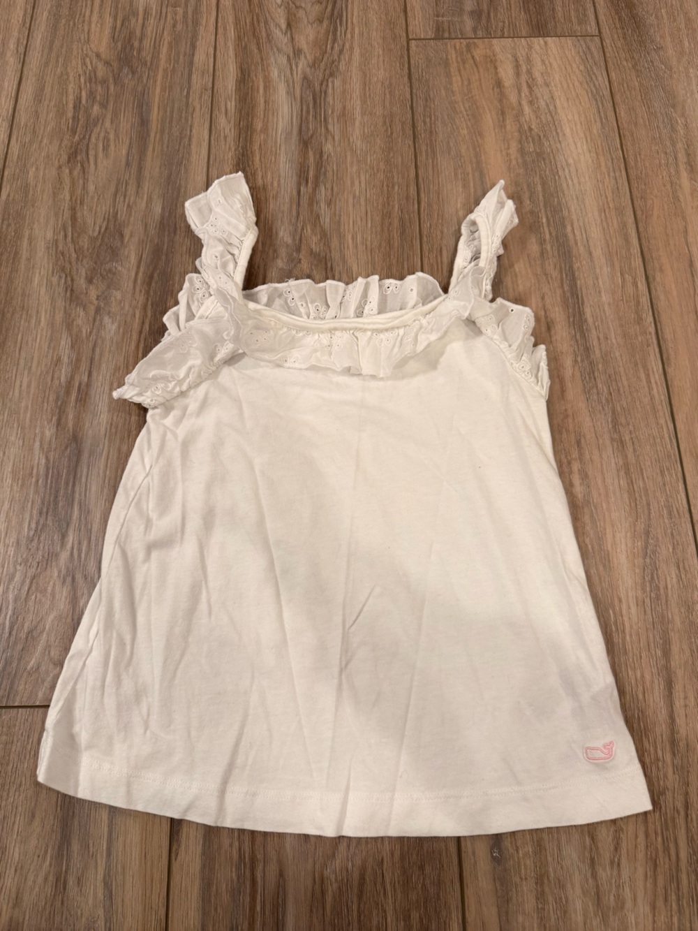 Vineyard Vines White Eyelet Ruffle Tank Top - Girls